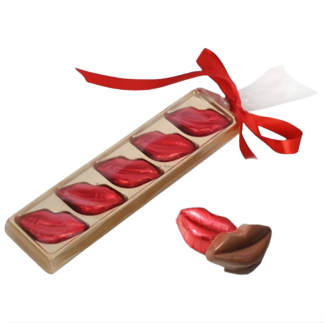 5 Cavity Lips & Heart Shaped Chocolate Packaging Box with Inner Tray | Premium Gold Finish Truffle & Sweet Box | Two Design Options Available | Pack of 10