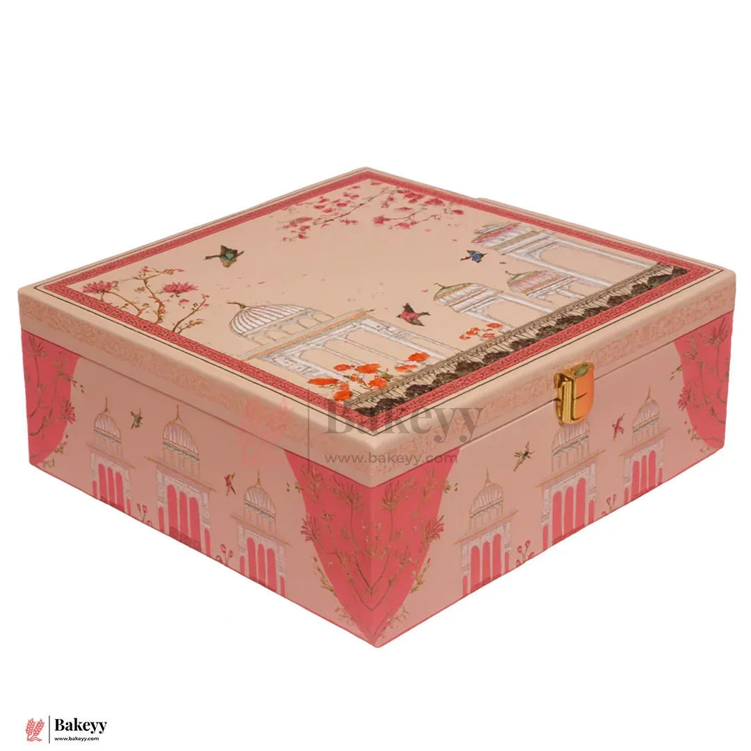 Elegant Square Pink Heritage Dome Design Themed Gift Box | Pack of 1 - Bakeyy.com - India - Elegant Square Pink Heritage Dome Design Themed Gift Box | Pack of 1 - Default Title