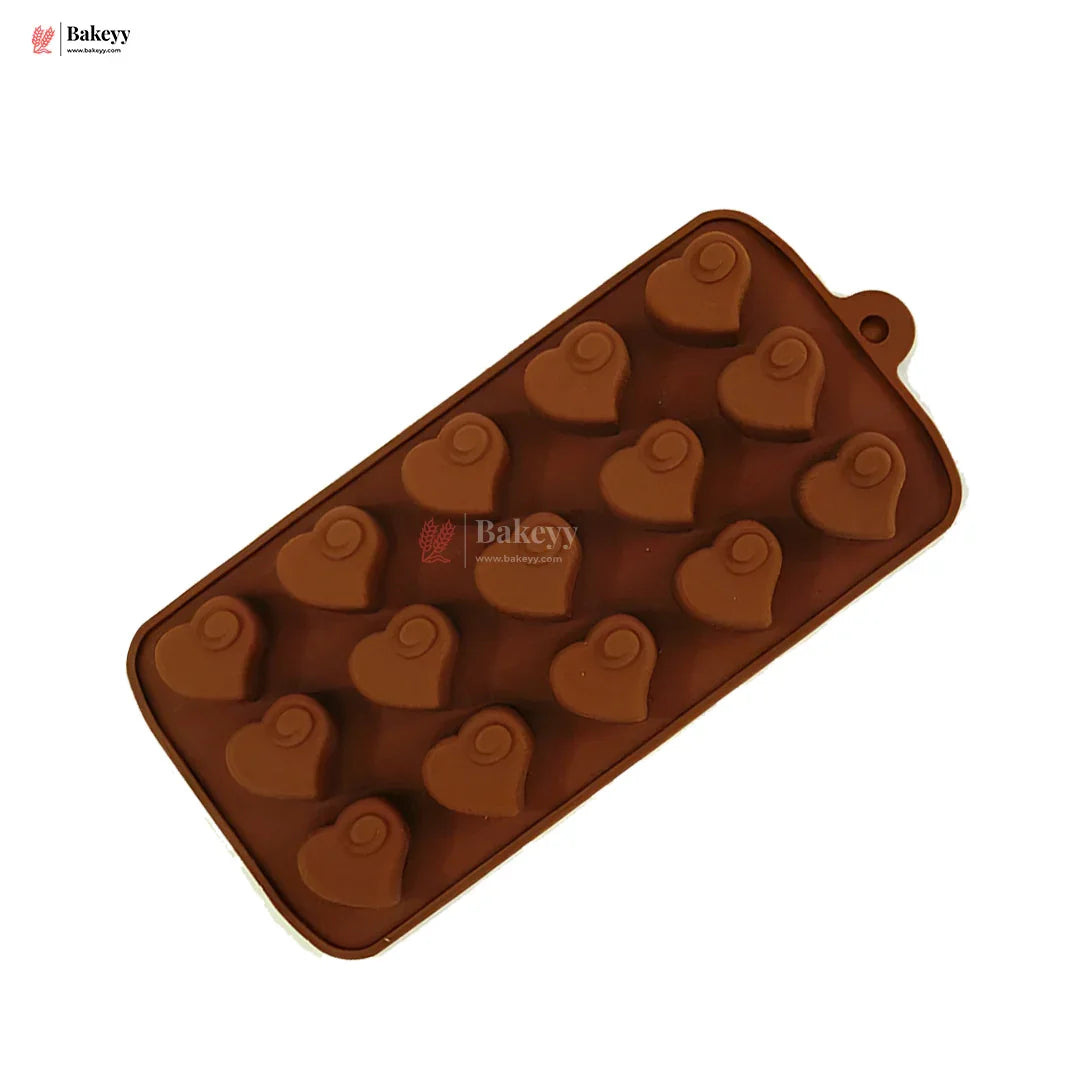 Silicone Spiral Heart Shape Chocolate Mould – 15 Cavity Romantic Design Tray| 1 Piece