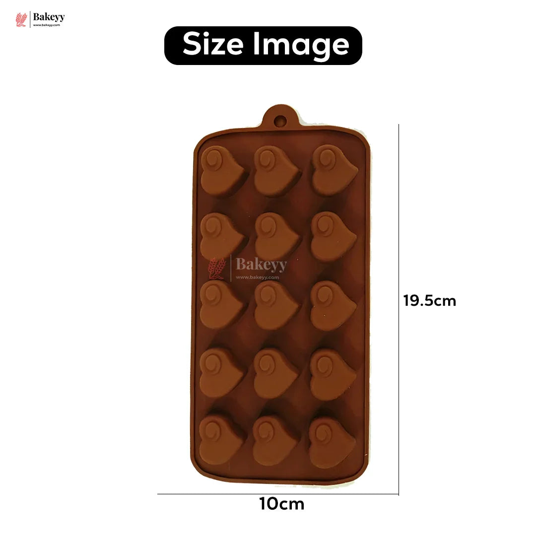 Silicone Spiral Heart Shape Chocolate Mould – 15 Cavity Romantic Design Tray| 1 Piece
