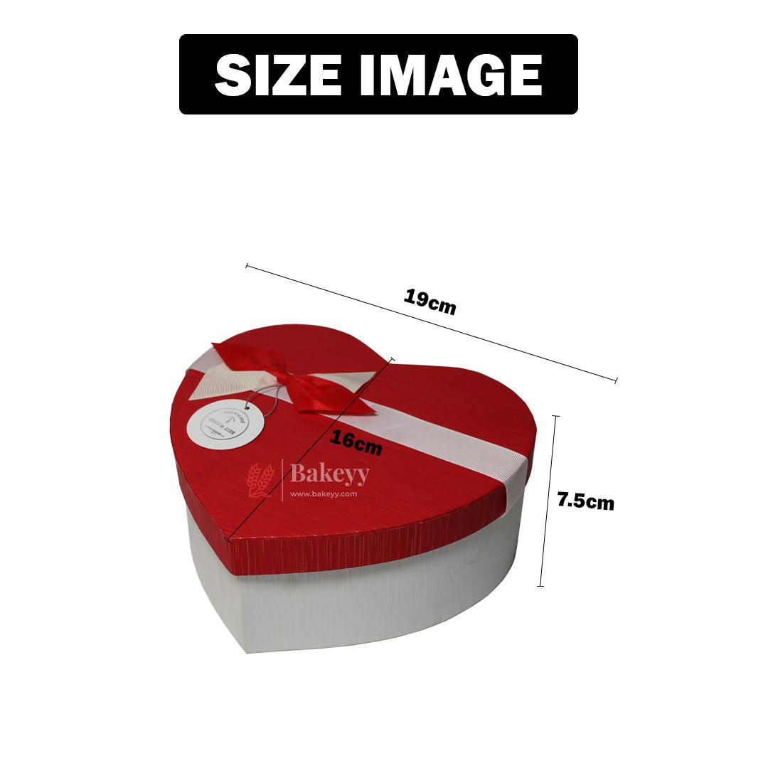 Red And White Valentine Gift Box | Valentine Gift | Heart Shape Gift Box with Ribbon - Bakeyy.com - India - Red And White Valentine Gift Box | Valentine Gift | Heart Shape Gift Box with Ribbon - Medium