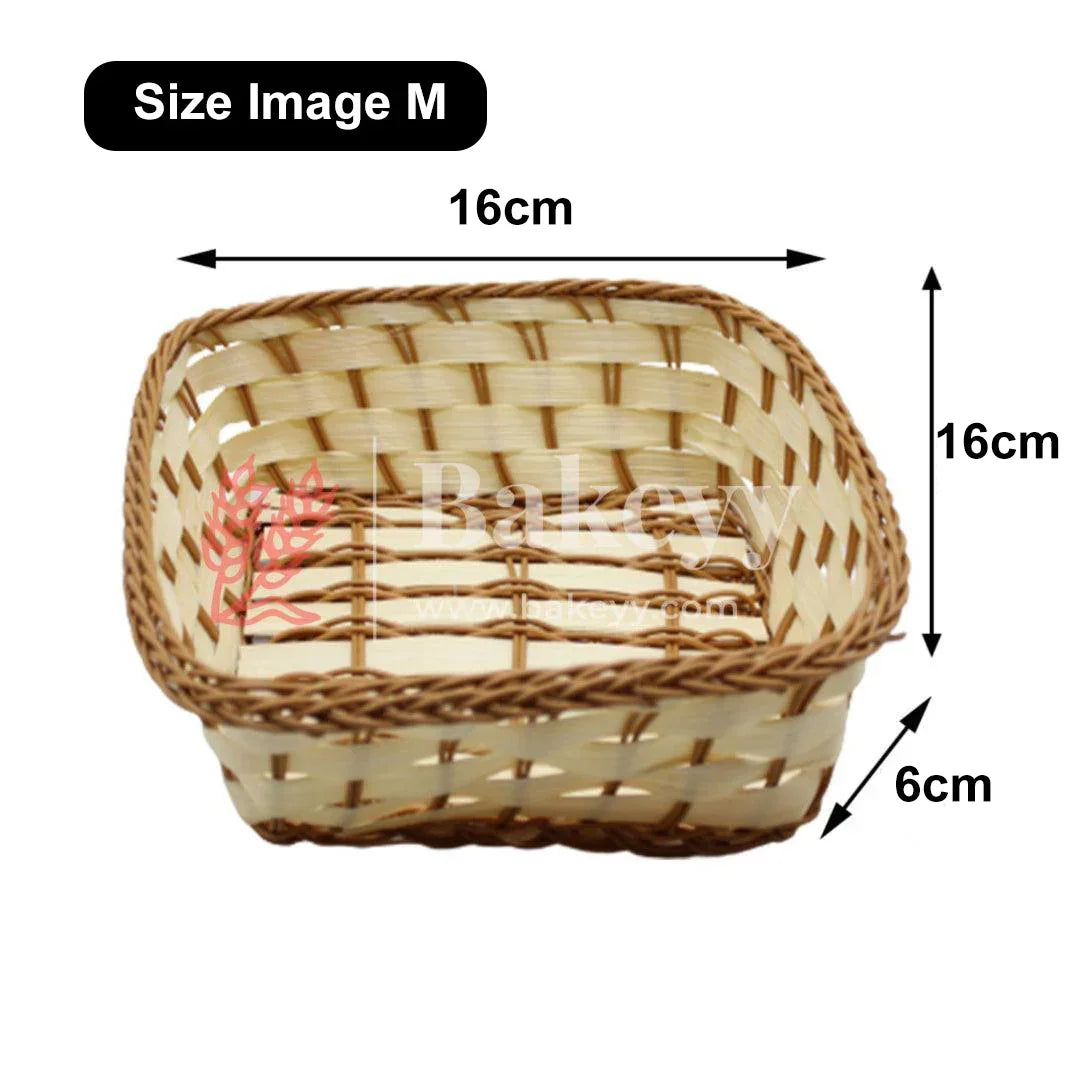 Handmade Square Wicker Basket | Multipurpose Storage & Gift Hamper Tray | 1 Piece - Bakeyy.com - India - Handmade Square Wicker Basket | Multipurpose Storage & Gift Hamper Tray | 1 Piece - Medium