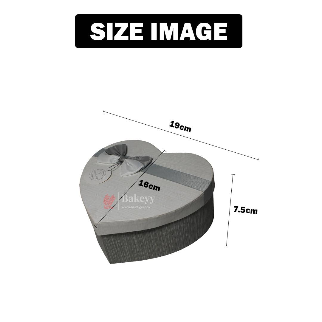 Grey And White Valentine Gift Box | Valentine Gift | Heart Shape Gift Box with Ribbon - Bakeyy.com - India - Grey And White Valentine Gift Box | Valentine Gift | Heart Shape Gift Box with Ribbon - Medium