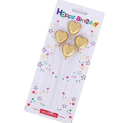Metallic Gold Heart Birthday Candles Cake | 4 pcs | For Birthday, Baby Shower, Wedding Party & Cake Decoration - Bakeyy.com - India - Metallic Gold Heart Birthday Candles Cake | 4 pcs | For Birthday, Baby Shower, Wedding Party & Cake Decoration - Default Title