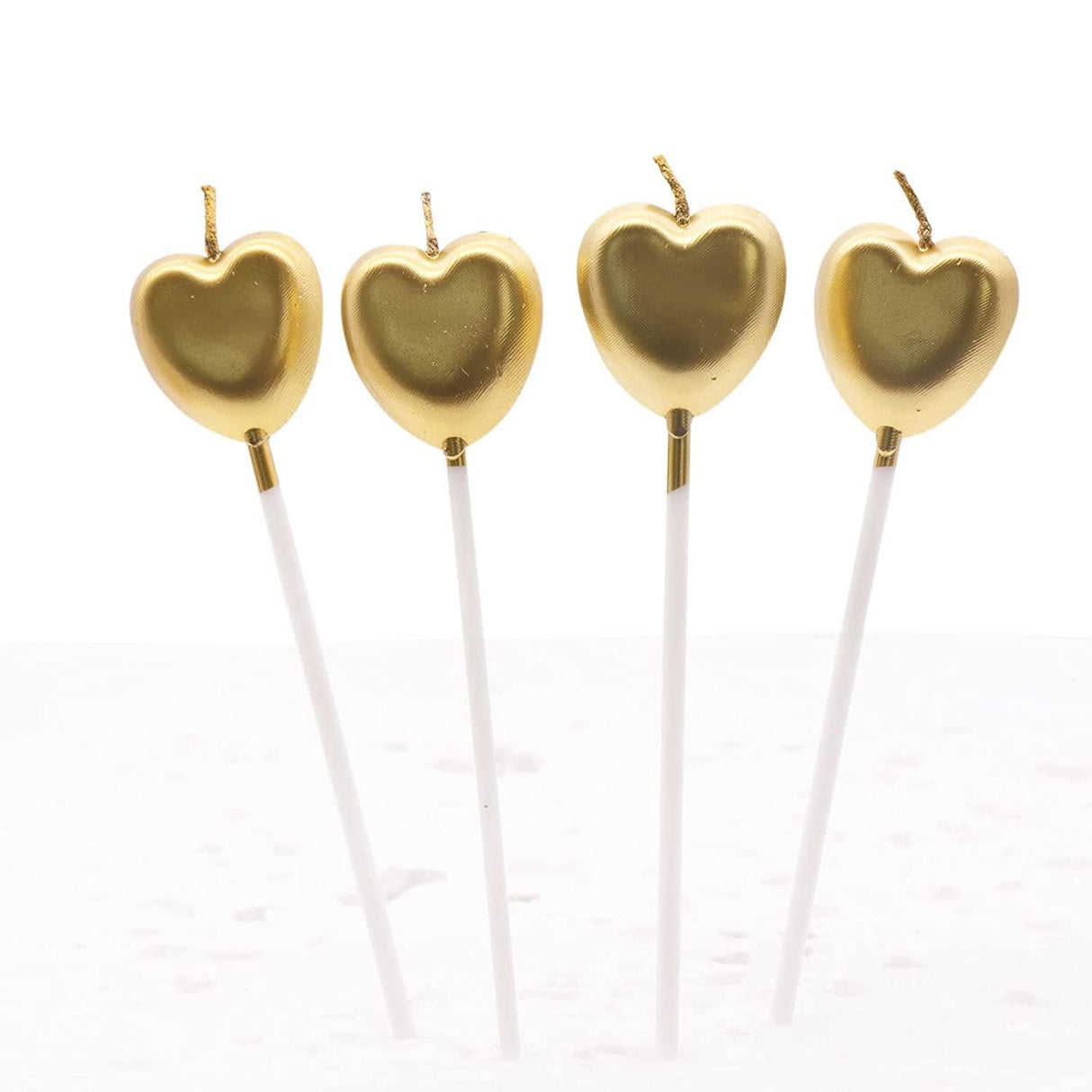 Metallic Gold Heart Birthday Candles Cake | 4 pcs | For Birthday, Baby Shower, Wedding Party & Cake Decoration - Bakeyy.com - India - Metallic Gold Heart Birthday Candles Cake | 4 pcs | For Birthday, Baby Shower, Wedding Party & Cake Decoration - Default Title