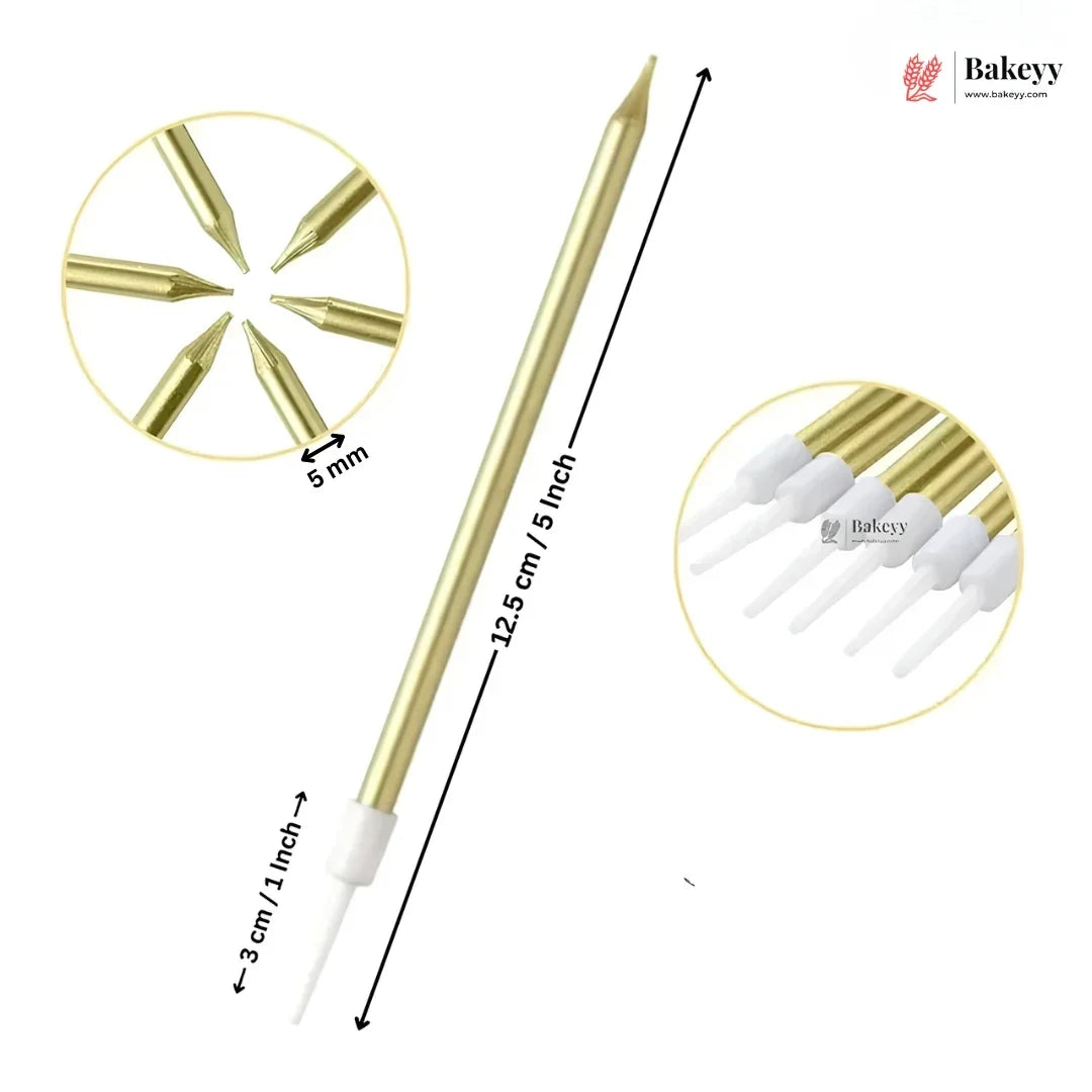A single gold metal cake topper with multiple pointed tips, shown on a white background with dimension labels indicating 12.5 cm length and a 3 cm tip width.
