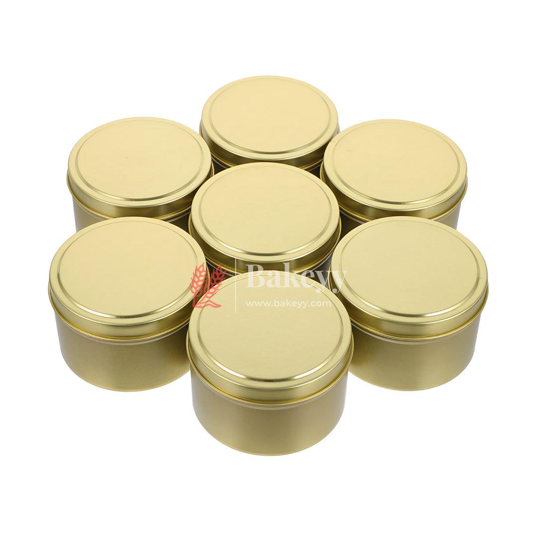 Gold Round Metal Candle Tin with Lid - Elegant Candle Storage and Display |Pack Of 15 | - Bakeyy.com - India - Gold Round Metal Candle Tin with Lid - Elegant Candle Storage and Display |Pack Of 15 | - Small