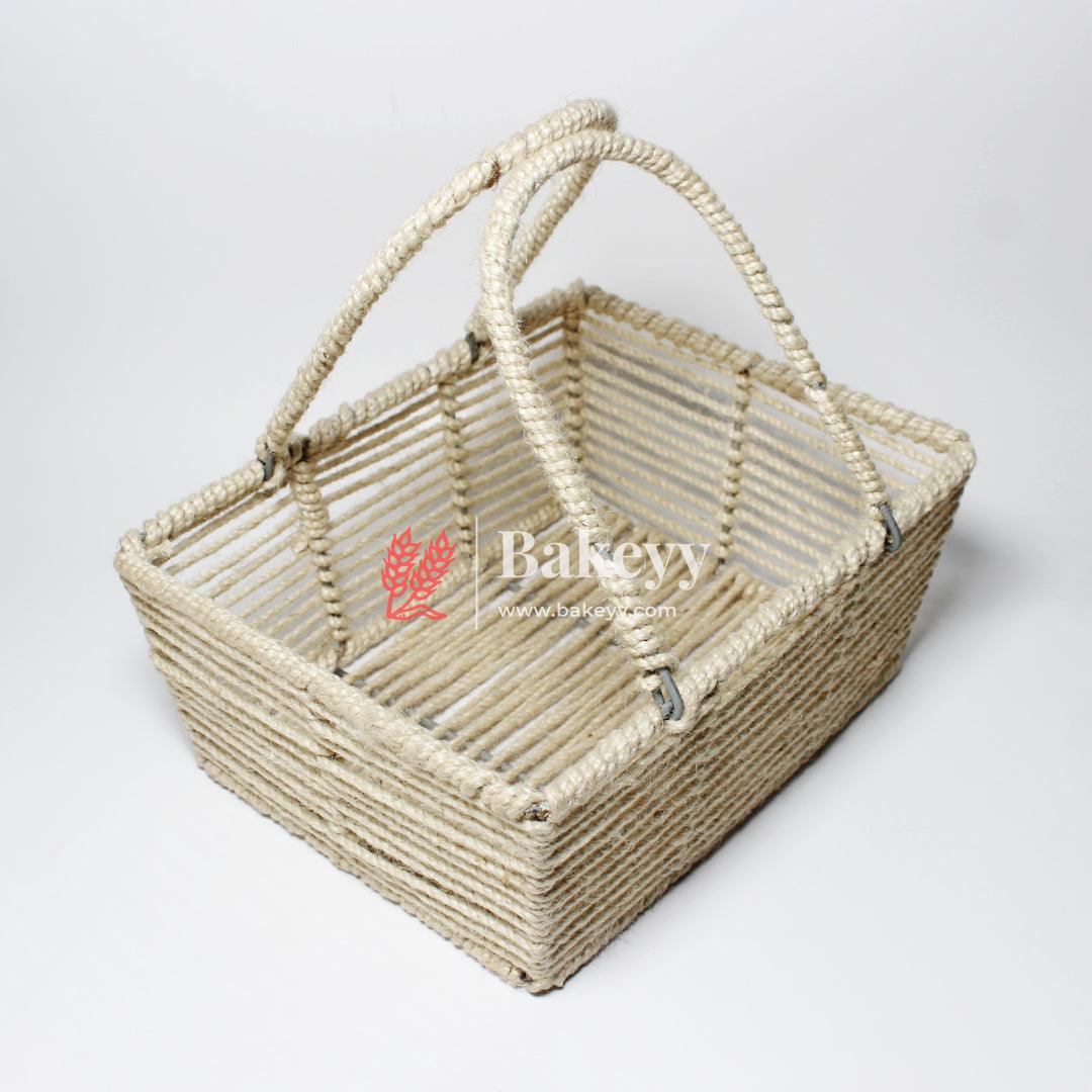 Decorative Jute Metal Hamper Basket For Gifting | Handmade Basket with Handles - Bakeyy.com - India - Decorative Jute Metal Hamper Basket For Gifting | Handmade Basket with Handles - Default Title