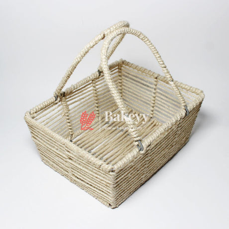 Decorative Jute Metal Hamper Basket For Gifting | Handmade Basket with Handles - Bakeyy.com - India - Decorative Jute Metal Hamper Basket For Gifting | Handmade Basket with Handles - Default Title