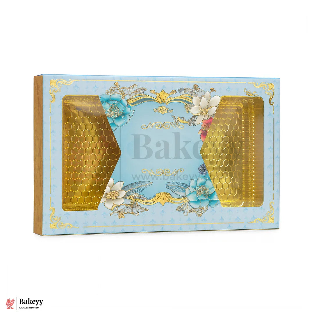 12x7 Inch Elegant Floral Design Chocolate & Sweet Gift Box with Golden Tray | Pack Of 10