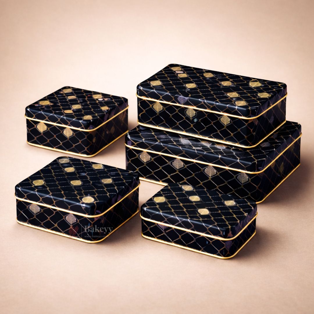 Premium Navy Blue & Gold Metal Gift Tin Box – Elegant Reusable Packaging | Pack of 1