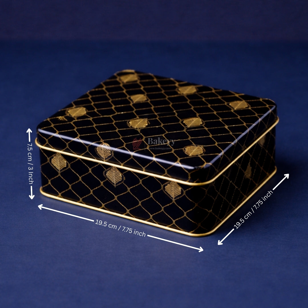Premium Navy Blue & Gold Metal Gift Tin Box – Elegant Reusable Packaging | Pack of 1