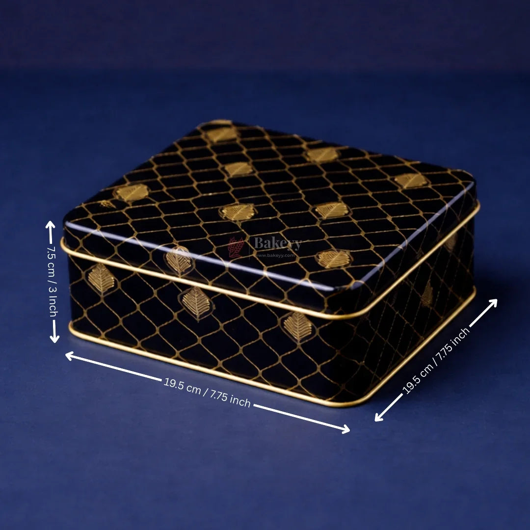 Premium Navy Blue & Gold Metal Gift Tin Box – Elegant Reusable Packaging | Pack of 1