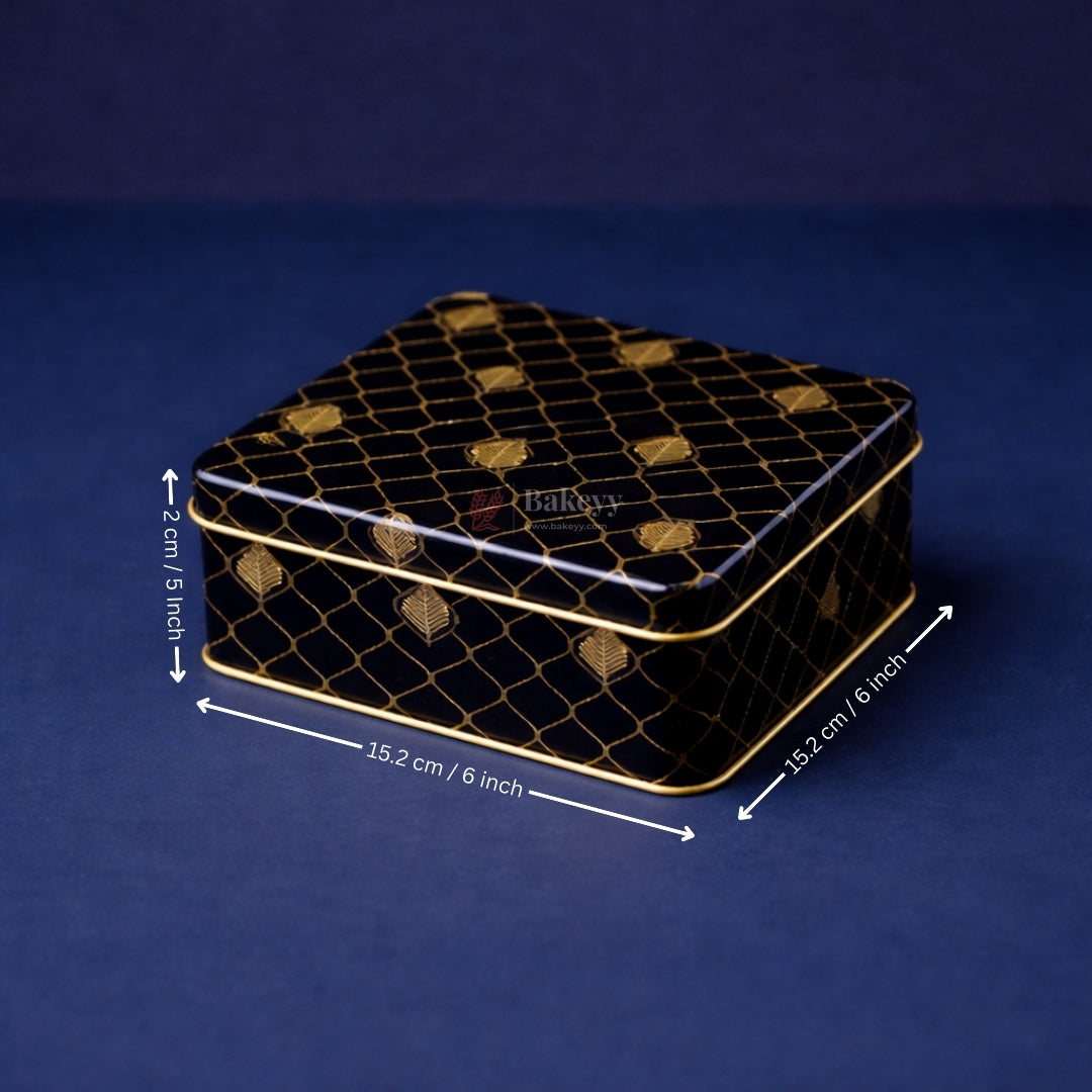 Premium Navy Blue & Gold Metal Gift Tin Box – Elegant Reusable Packaging | Pack of 1