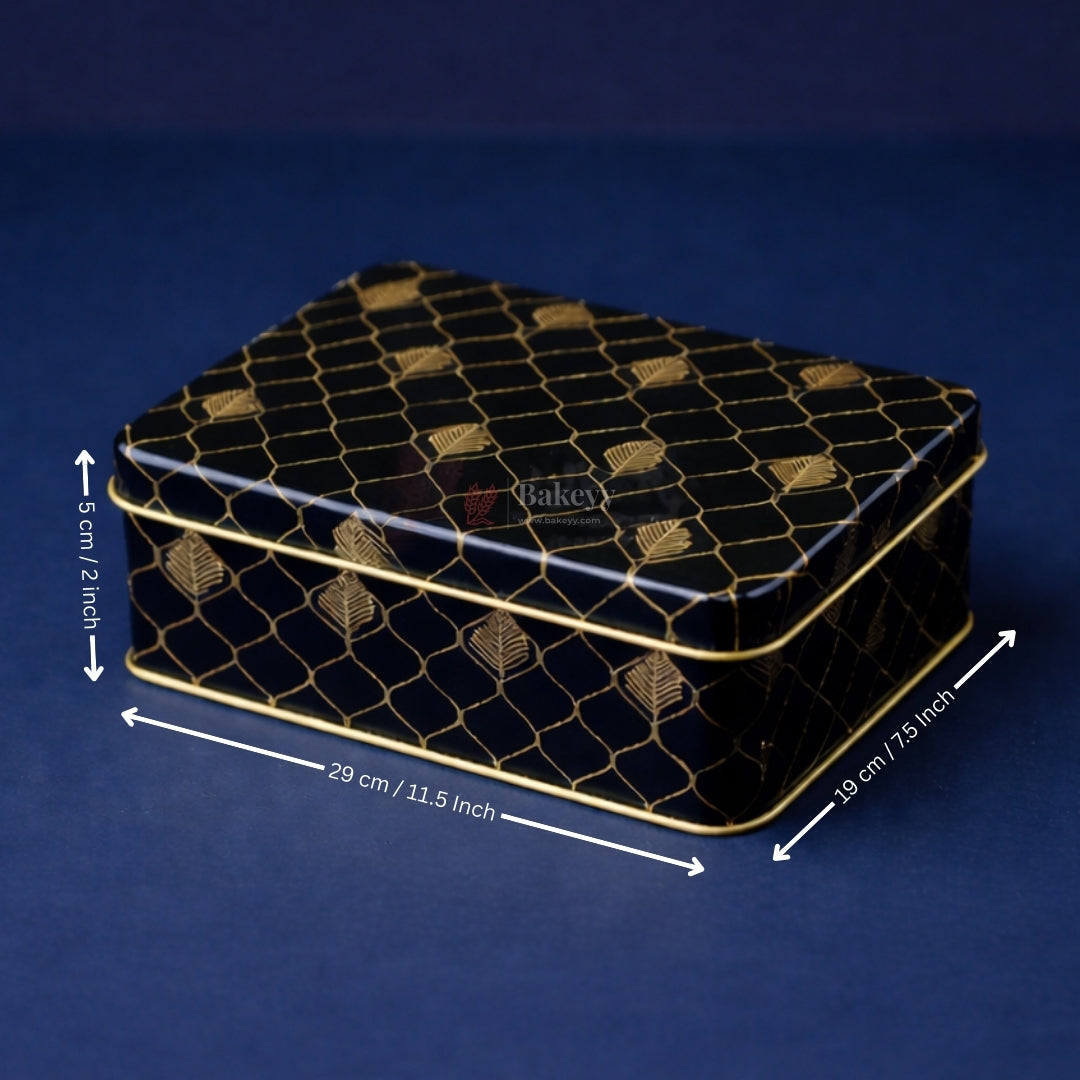 Premium Navy Blue & Gold Metal Gift Tin Box – Elegant Reusable Packaging | Pack of 1