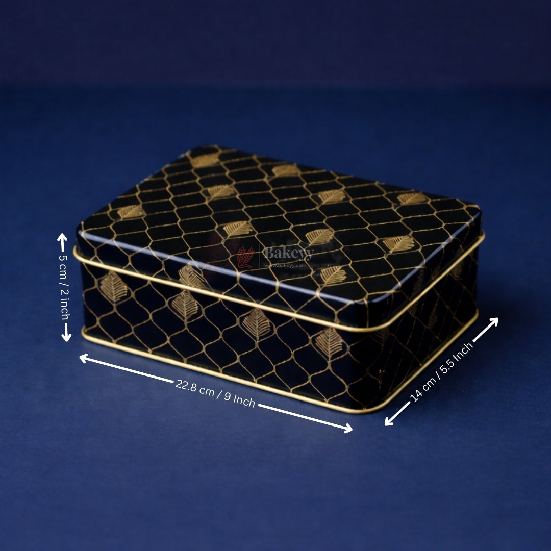 Premium Navy Blue & Gold Metal Gift Tin Box – Elegant Reusable Packaging | Pack of 1