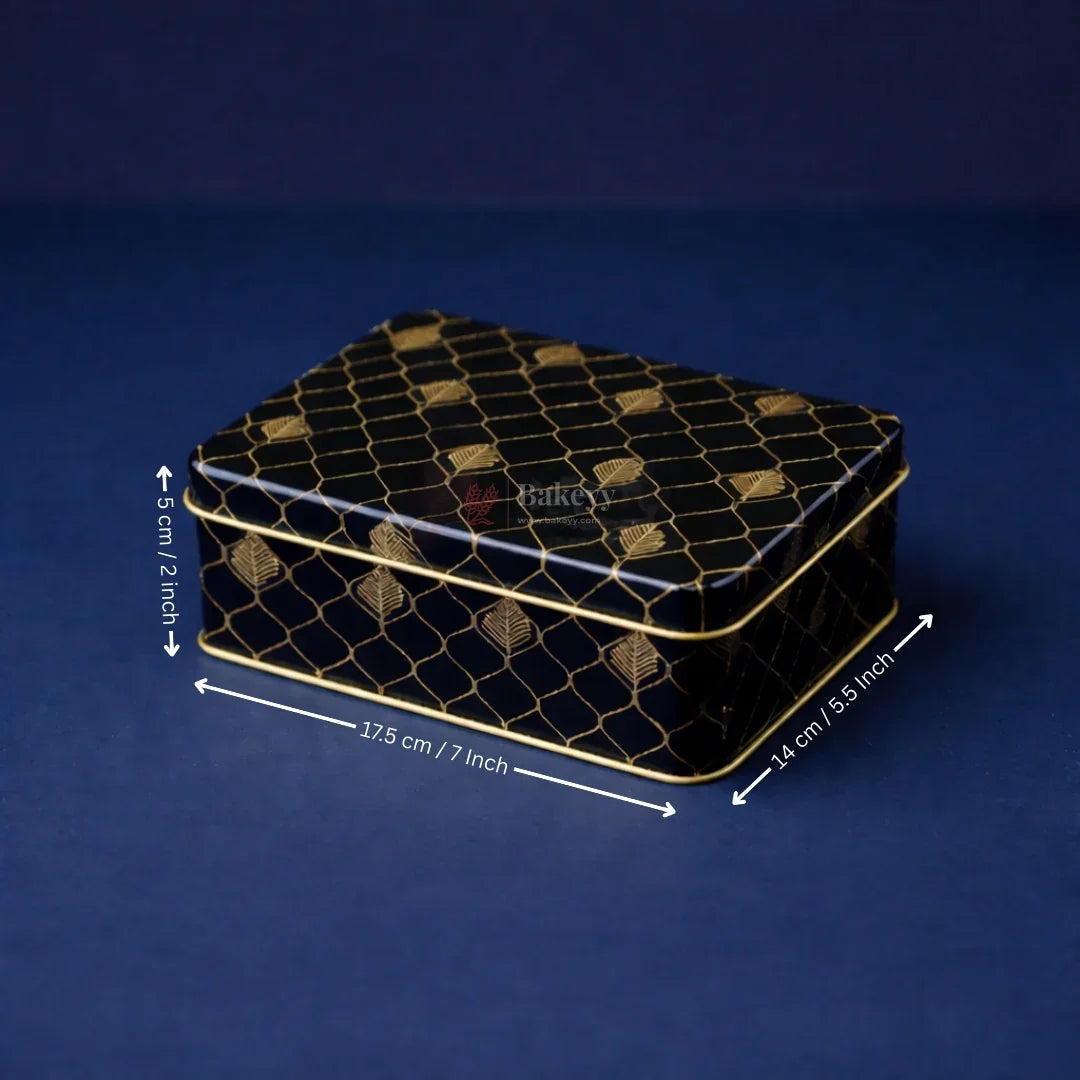 Premium Navy Blue & Gold Metal Gift Tin Box – Elegant Reusable Packaging | Pack of 1