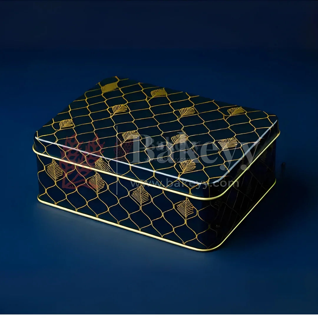 Premium Navy Blue & Gold Metal Gift Tin Box – Elegant Reusable Packaging | Pack of 1
