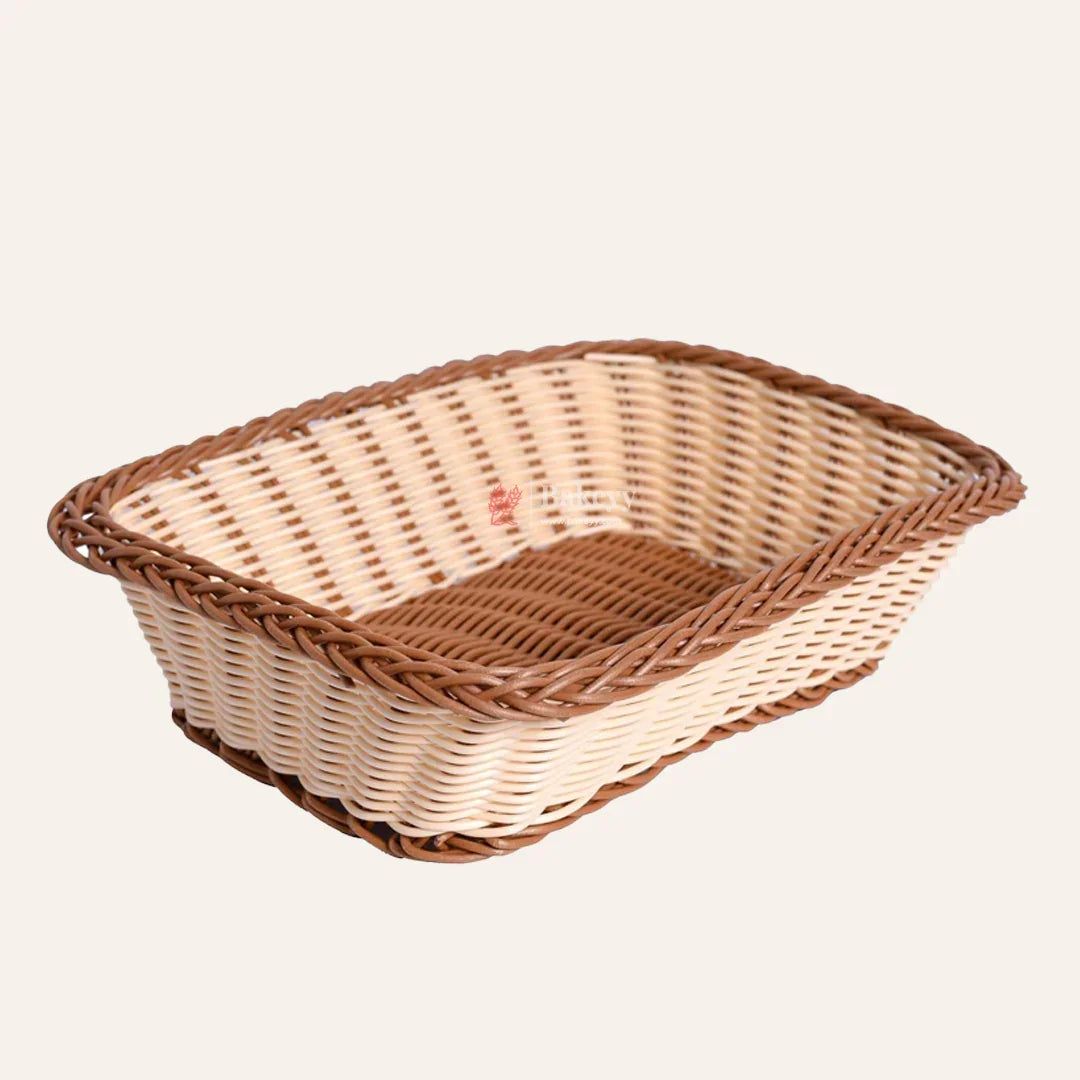 Rectangle Rustic Woven & Serving Basket | Natural Finish| 1 Piece - Bakeyy.com - India - Rectangle Rustic Woven & Serving Basket | Natural Finish| 1 Piece - Small
