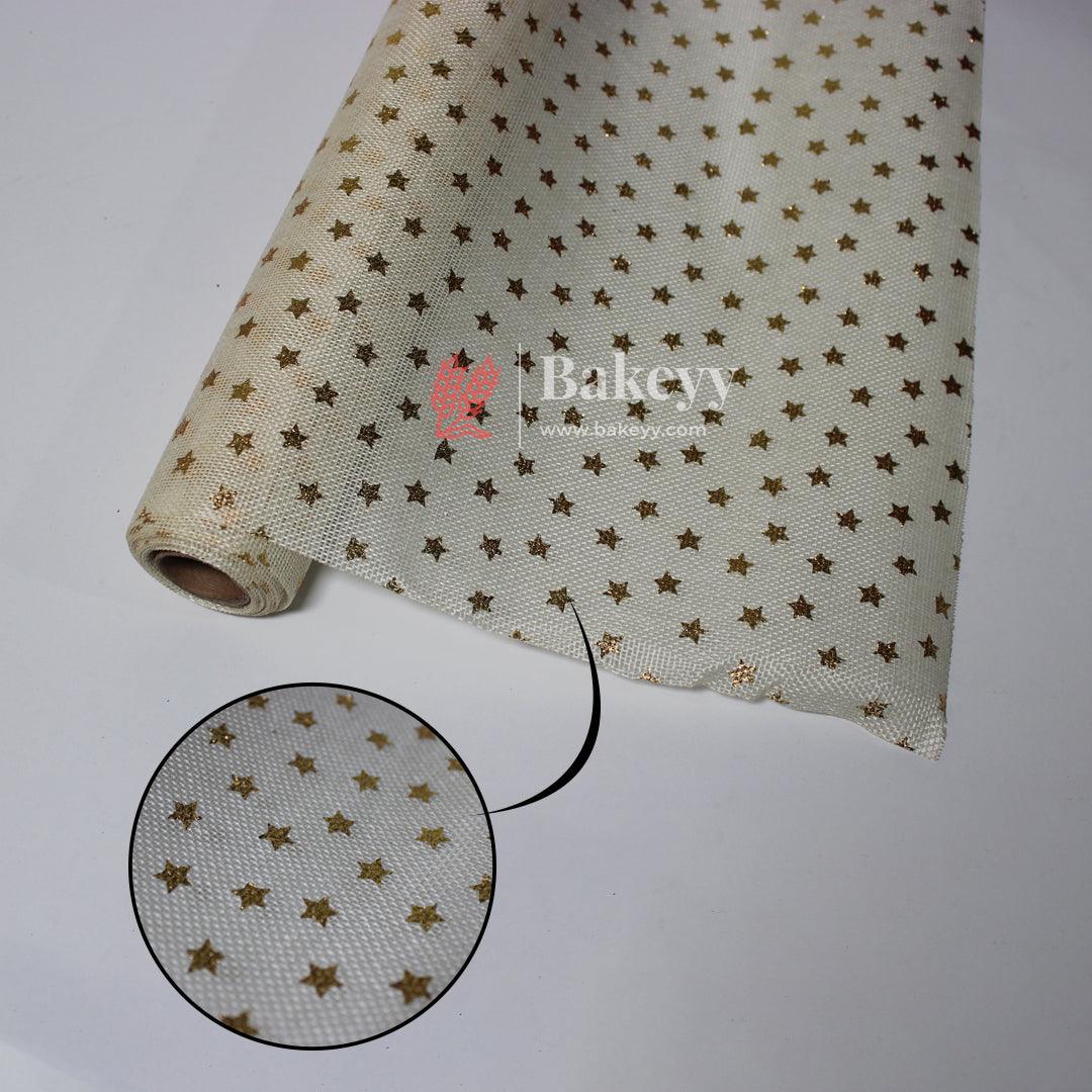 2.7 Mtrs Gold Glitter Star Mesh Fabric Roll – Elegant Material for Crafting and Decoration |Jute Net| - Bakeyy.com - India - 2.7 Mtrs Gold Glitter Star Mesh Fabric Roll – Elegant Material for Crafting and Decoration |Jute Net| - Default Title