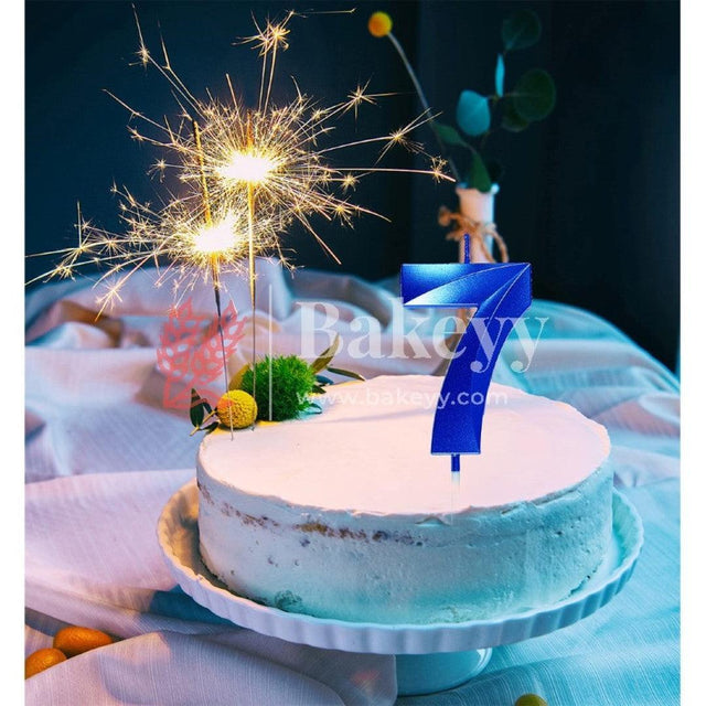 Number 7 Blue 3D Candle | 1 pcs | For Birthday, Wedding Party & Cake Decoration - Bakeyy.com - India - Number 7 Blue 3D Candle | 1 pcs | For Birthday, Wedding Party & Cake Decoration - Default Title