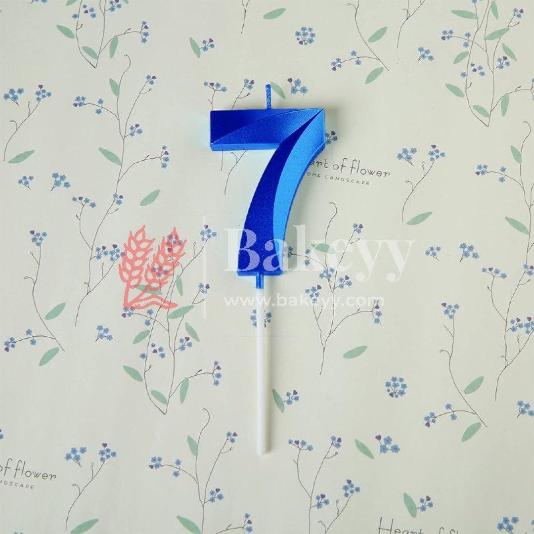 Number 7 Blue 3D Candle | 1 pcs | For Birthday, Wedding Party & Cake Decoration - Bakeyy.com - India - Number 7 Blue 3D Candle | 1 pcs | For Birthday, Wedding Party & Cake Decoration - Default Title
