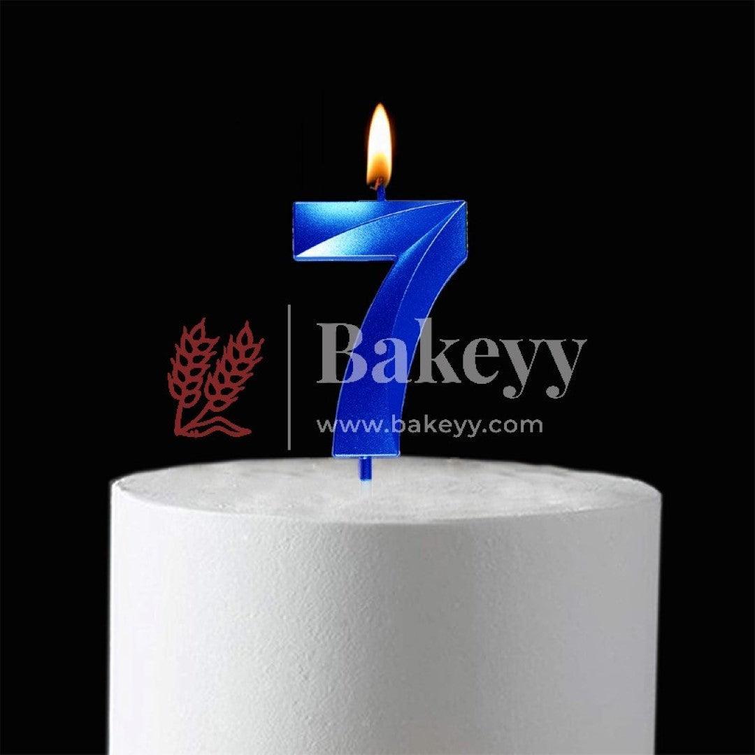 Number 7 Blue 3D Candle | 1 pcs | For Birthday, Wedding Party & Cake Decoration - Bakeyy.com - India - Number 7 Blue 3D Candle | 1 pcs | For Birthday, Wedding Party & Cake Decoration - Default Title