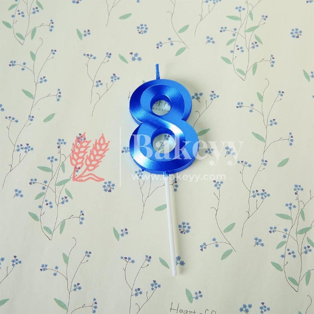 Number 8 Blue 3D Candle | 1 pcs | For Birthday, Wedding Party & Cake Decoration - Bakeyy.com - India - Number 8 Blue 3D Candle | 1 pcs | For Birthday, Wedding Party & Cake Decoration - Default Title