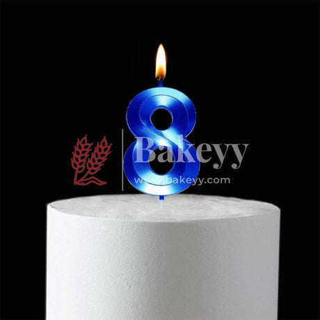Number 8 Blue 3D Candle | 1 pcs | For Birthday, Wedding Party & Cake Decoration - Bakeyy.com - India - Number 8 Blue 3D Candle | 1 pcs | For Birthday, Wedding Party & Cake Decoration - Default Title