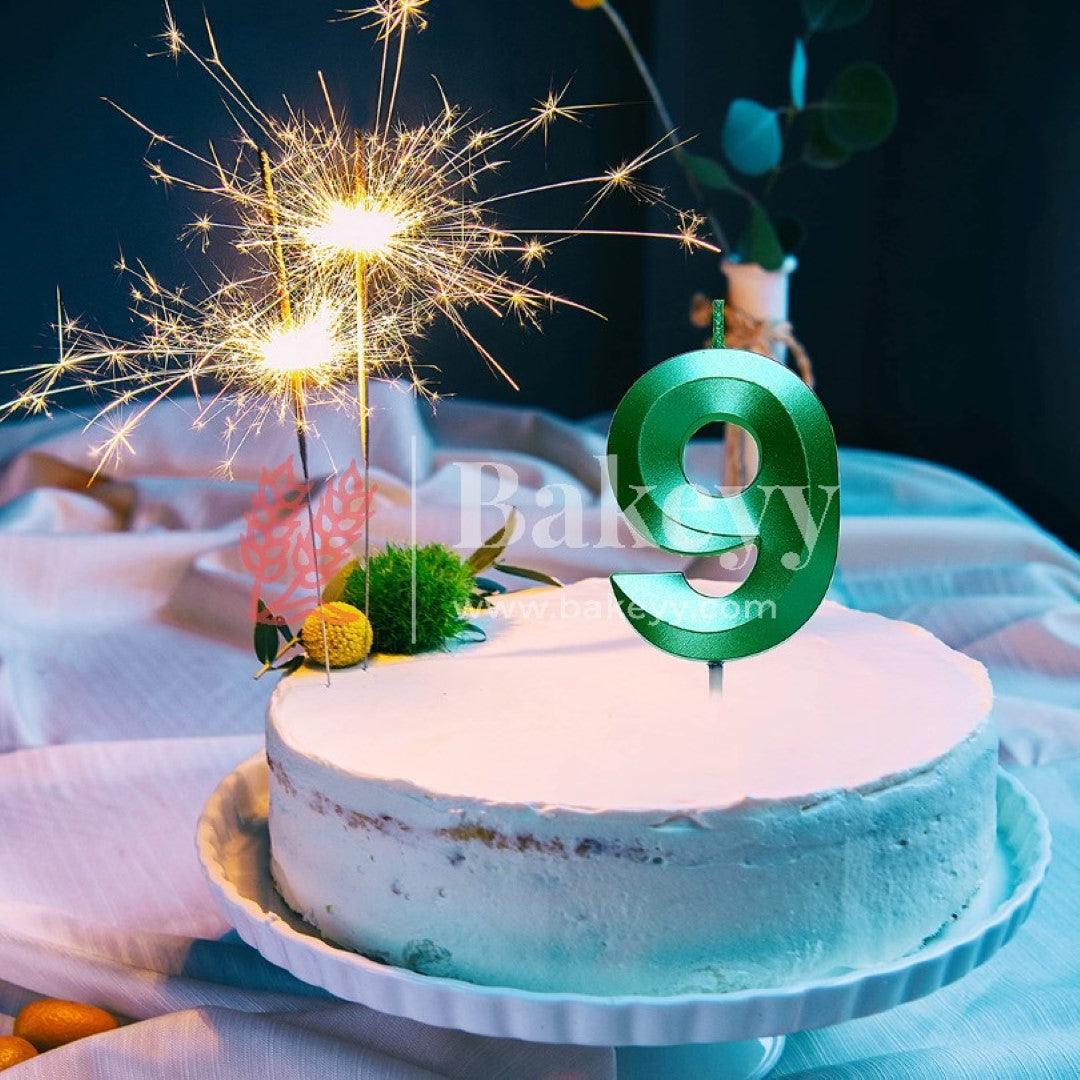Number 9 Green 3D Candle | 1 pcs | For Birthday, Wedding Party & Cake Decoration - Bakeyy.com - India - Number 9 Green 3D Candle | 1 pcs | For Birthday, Wedding Party & Cake Decoration - Default Title