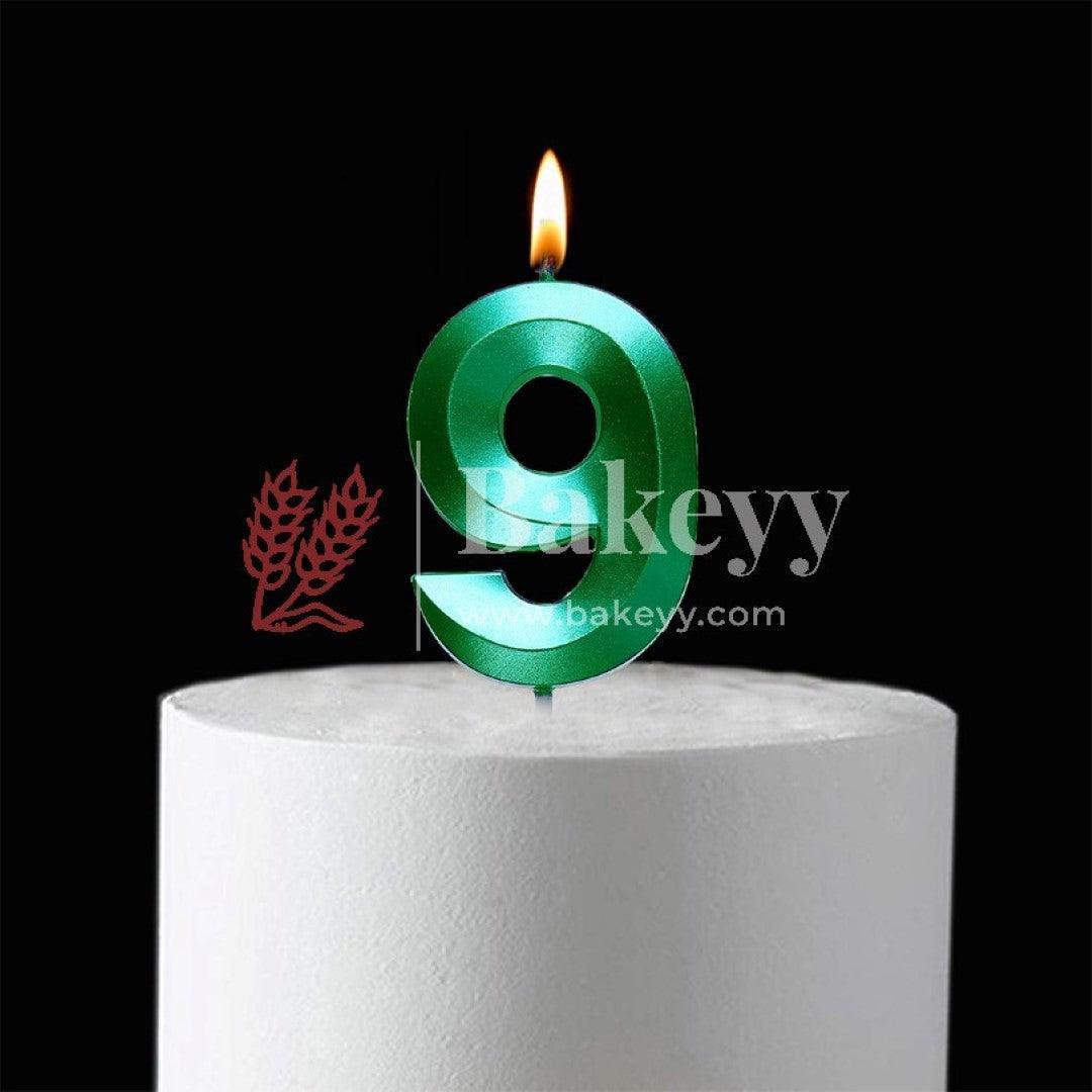 Number 9 Green 3D Candle | 1 pcs | For Birthday, Wedding Party & Cake Decoration - Bakeyy.com - India - Number 9 Green 3D Candle | 1 pcs | For Birthday, Wedding Party & Cake Decoration - Default Title