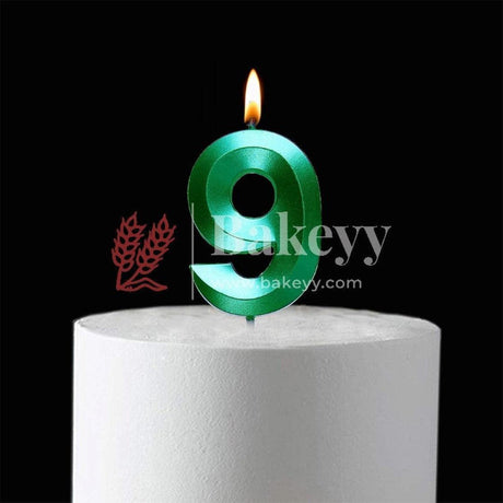 Number 9 Green 3D Candle | 1 pcs | For Birthday, Wedding Party & Cake Decoration - Bakeyy.com - India - Number 9 Green 3D Candle | 1 pcs | For Birthday, Wedding Party & Cake Decoration - Default Title