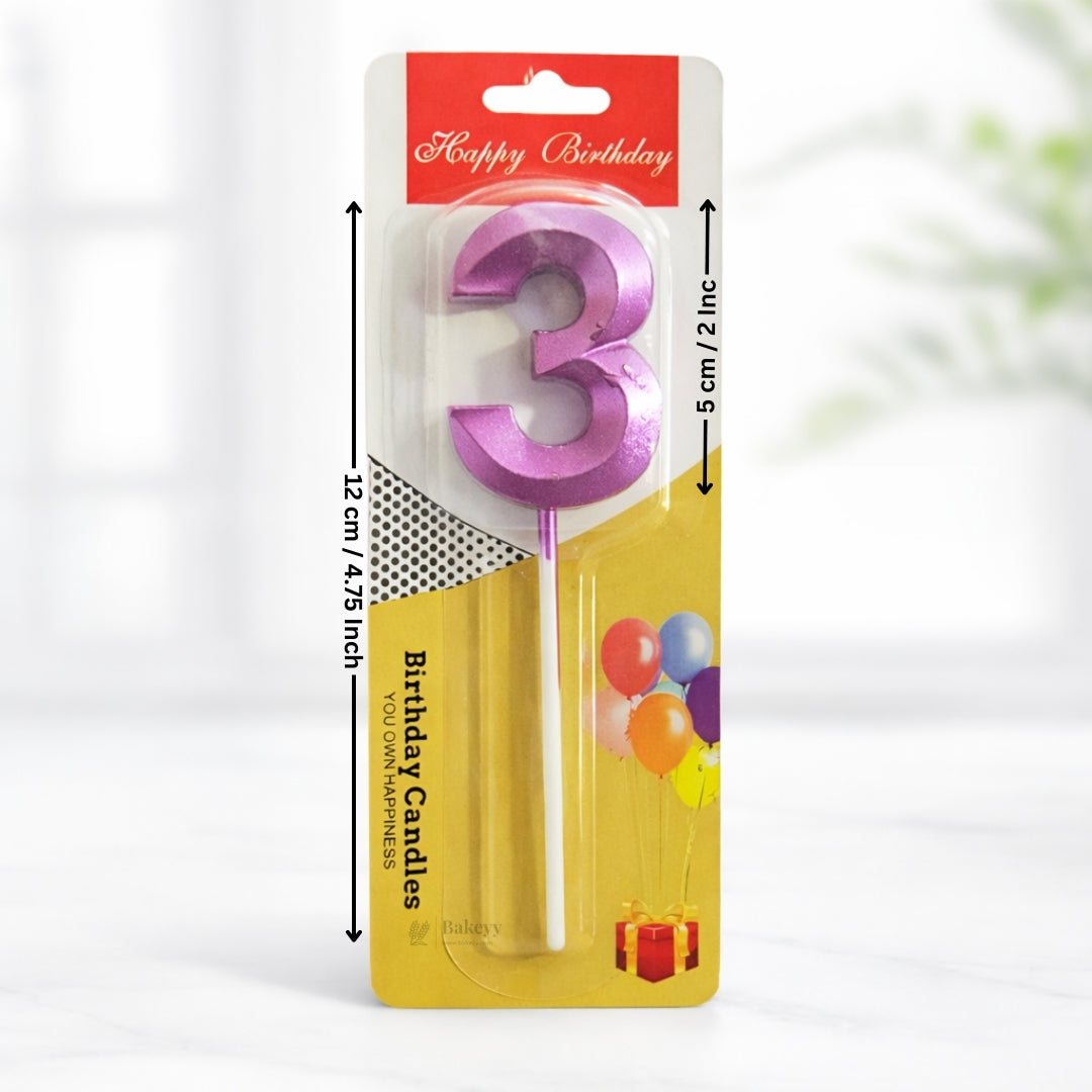 Pink Number 3D Candle | For Birthday, Wedding Party & Cake Decoration | Pack of 1