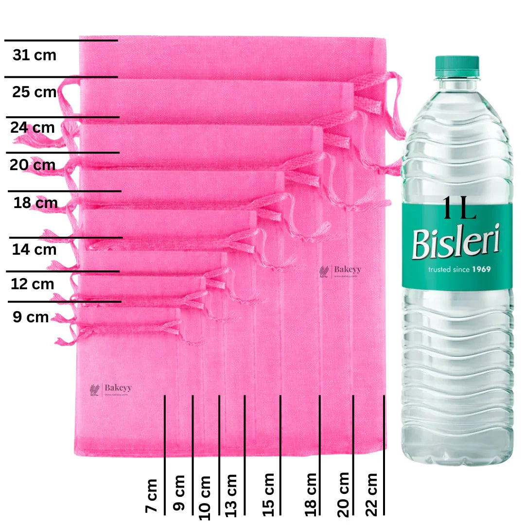 Organza Potli Bags | Drawstring Bags | Dark Pink Color