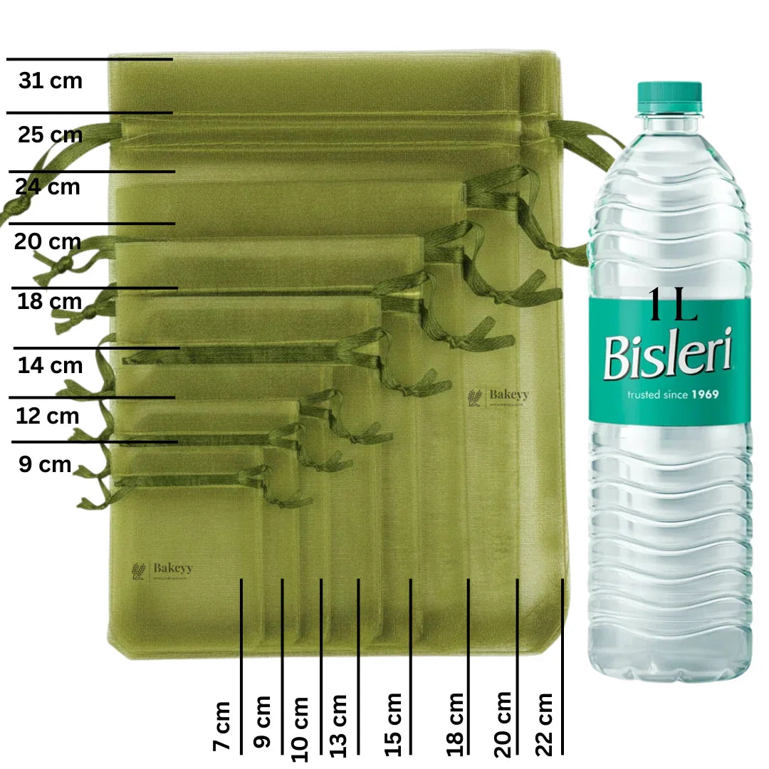 Organza Potli Bags | Drawstring Bags | Olive Green Color