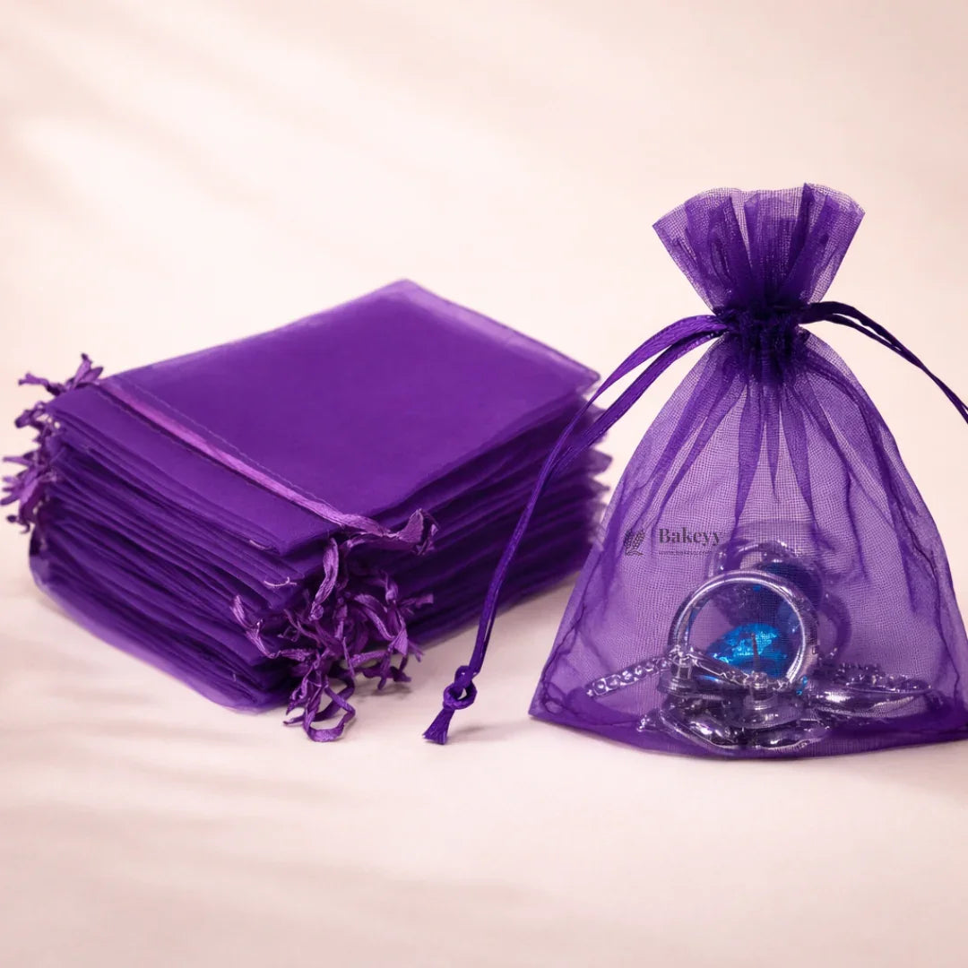 Organza Potli Bags | Drawstring Bags | Dark Purple Color