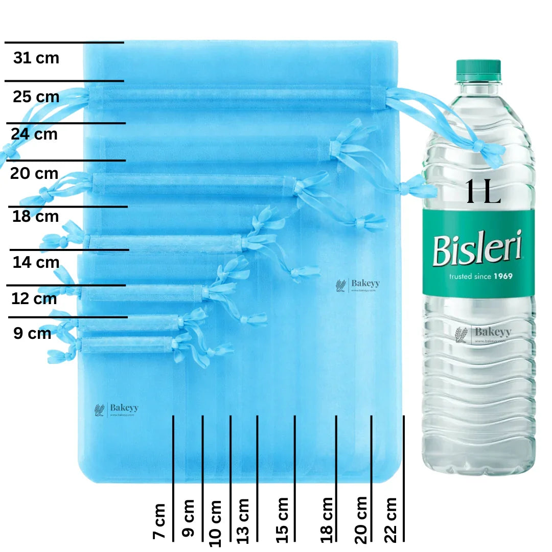 Organza Potli Bags | Drawstring Bags | Aqua Blue Color