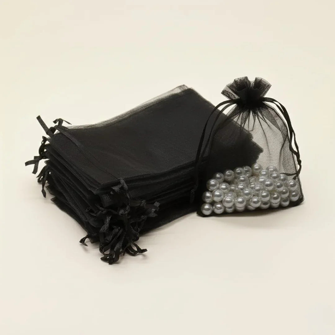 Organza Potli Bags | Drawstring Bags | Black Color