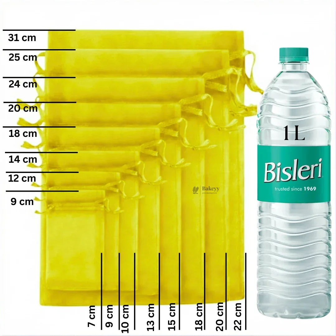 Organza Potli Bags | Drawstring Bags | Yellow Color