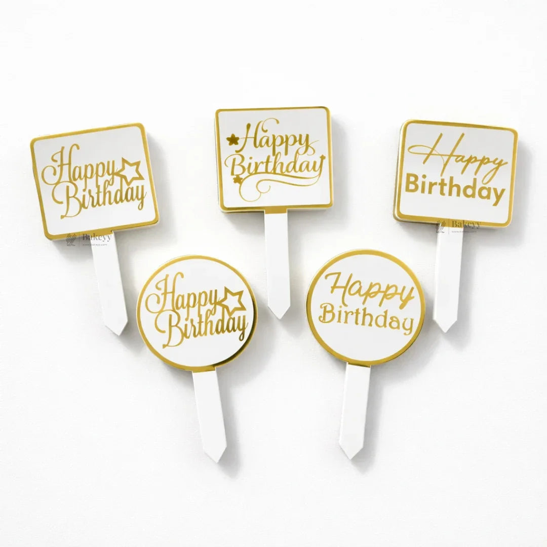 Happy Birthday Cake Topper Set | Assorted Mini Placards for Cakes, Cupcakes & Desserts | Pack of 100