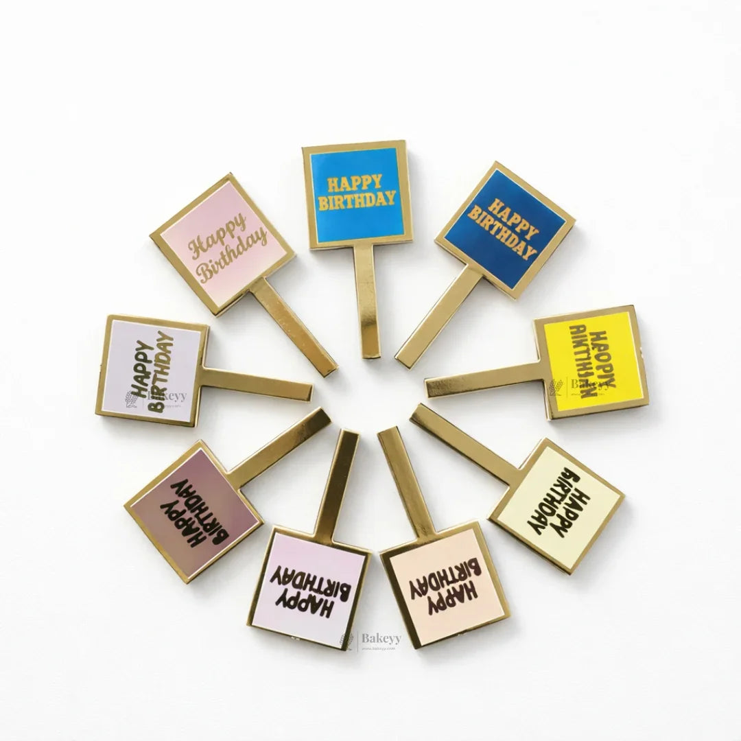 Happy Birthday Cake Topper Set | Assorted Mini Placards for Cakes, Cupcakes & Desserts | Pack of 100