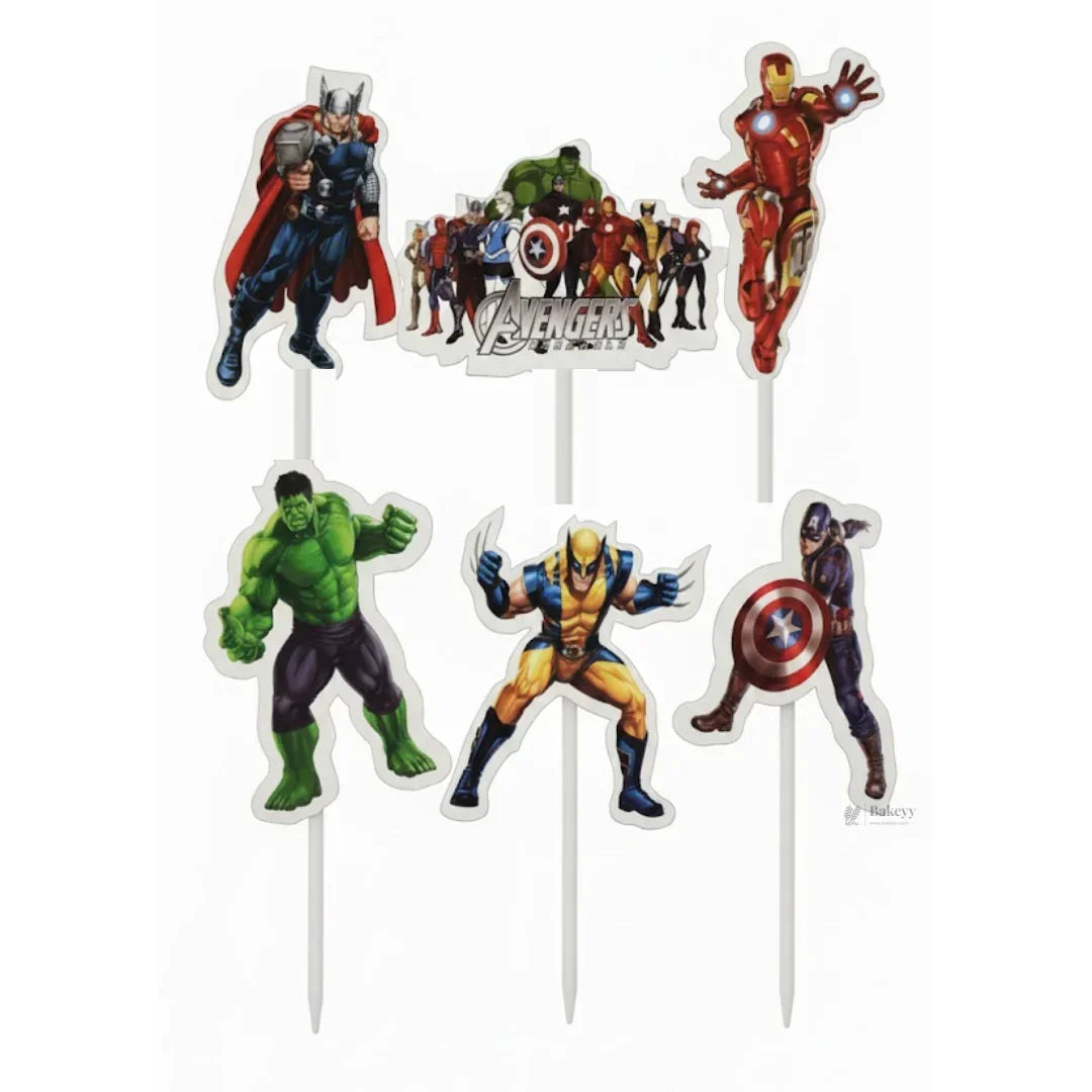 Kids Movies & Shows Cake Toppers | Birthday Party Decor | Birthday Cake Decor | Pack of 6 - Bakeyy.com - India - Kids Movies & Shows Cake Toppers | Birthday Party Decor | Birthday Cake Decor | Pack of 6 - Avengers 13.00