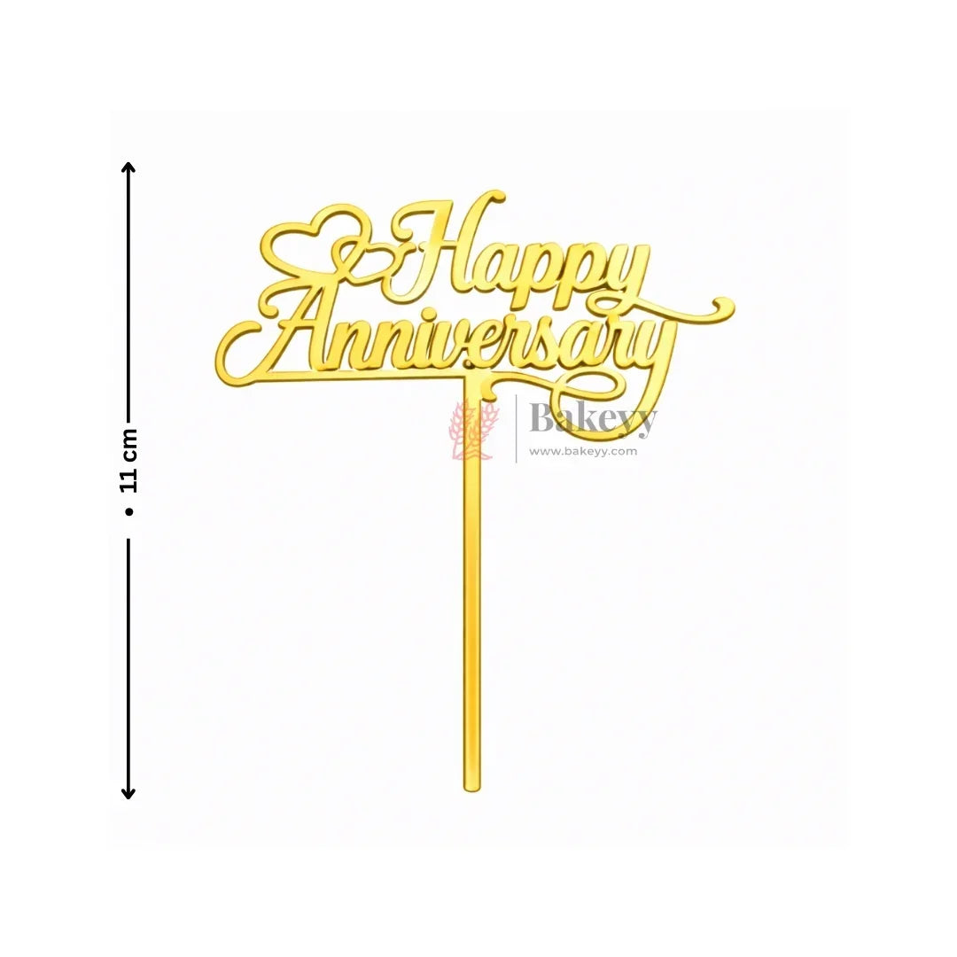 Premium Gold Mirror Cake Paper Topper – Happy Anniversary & Couple Theme l Pack of 1 - Bakeyy.com - India - Premium Gold Mirror Cake Paper Topper – Happy Anniversary & Couple Theme l Pack of 1 - Design3 15.00