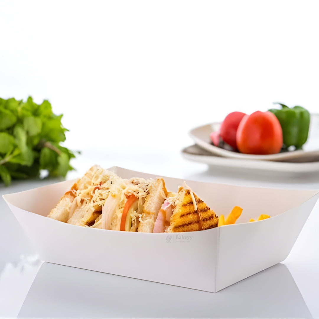 Disposable Paper Food Tray | Disposable Snack Boat | Food Serving Tray | Pack of 25