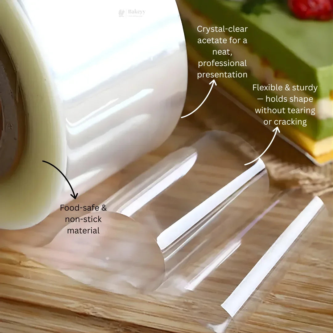 Transparent Pastry Collar | Acetate Cake Liner Roll | 2.4 Inch Wide | Pack of 1 - Bakeyy.com - India - Transparent Pastry Collar | Acetate Cake Liner Roll | 2.4 Inch Wide | Pack of 1 - Default Title 650.00