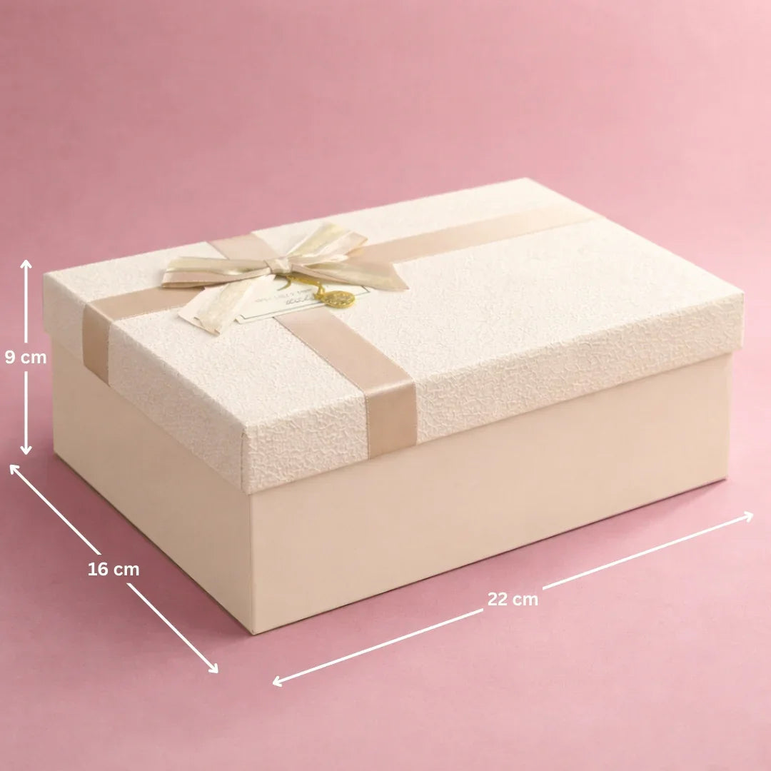 peach Textured Luxury Gift Box | Premium Rigid Hamper Gift Box with Lid & Ribbon | 3 Sizes Available | pack of 1