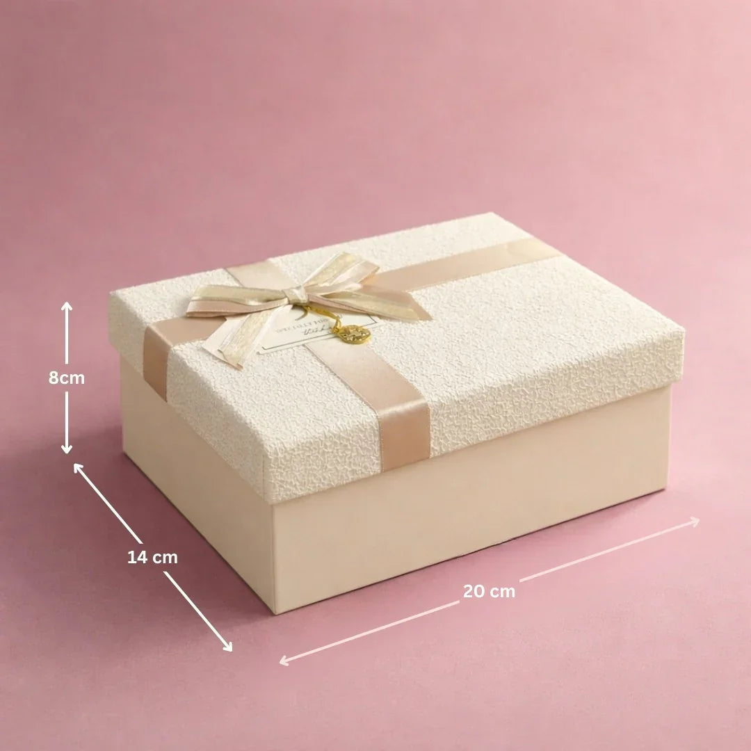 Peach Textured Luxury Gift Box | Premium Rigid Hamper Gift Box with Lid & Ribbon | 3 Sizes Available | Pack of 1 - Bakeyy.com - India - Peach Textured Luxury Gift Box | Premium Rigid Hamper Gift Box with Lid & Ribbon | 3 Sizes Available | Pack of 1 - Medium 220.00