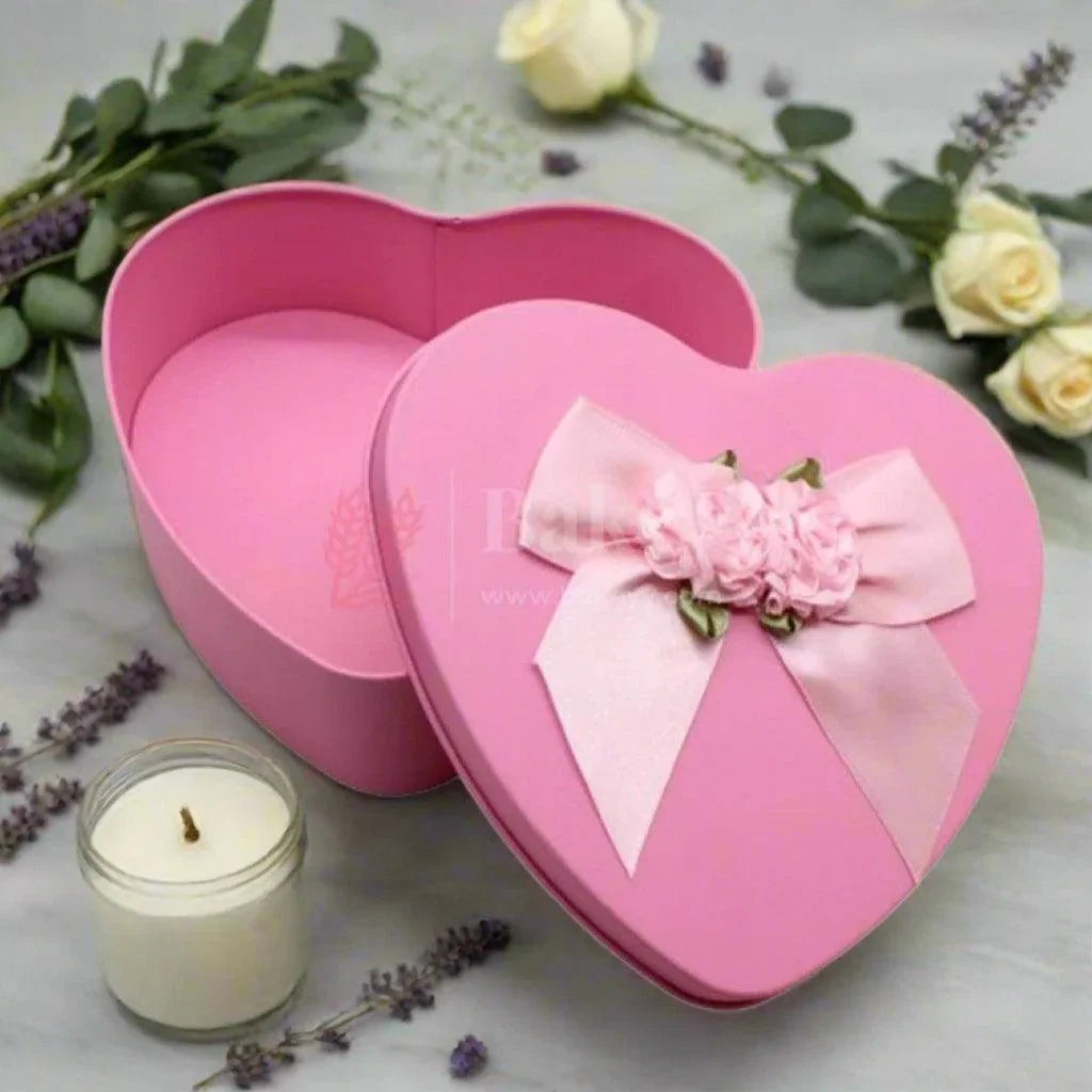 Large-Size 3| Mixed Colours with Mixed Bow Heart Empty Decorative Tin Box | Pack of 4