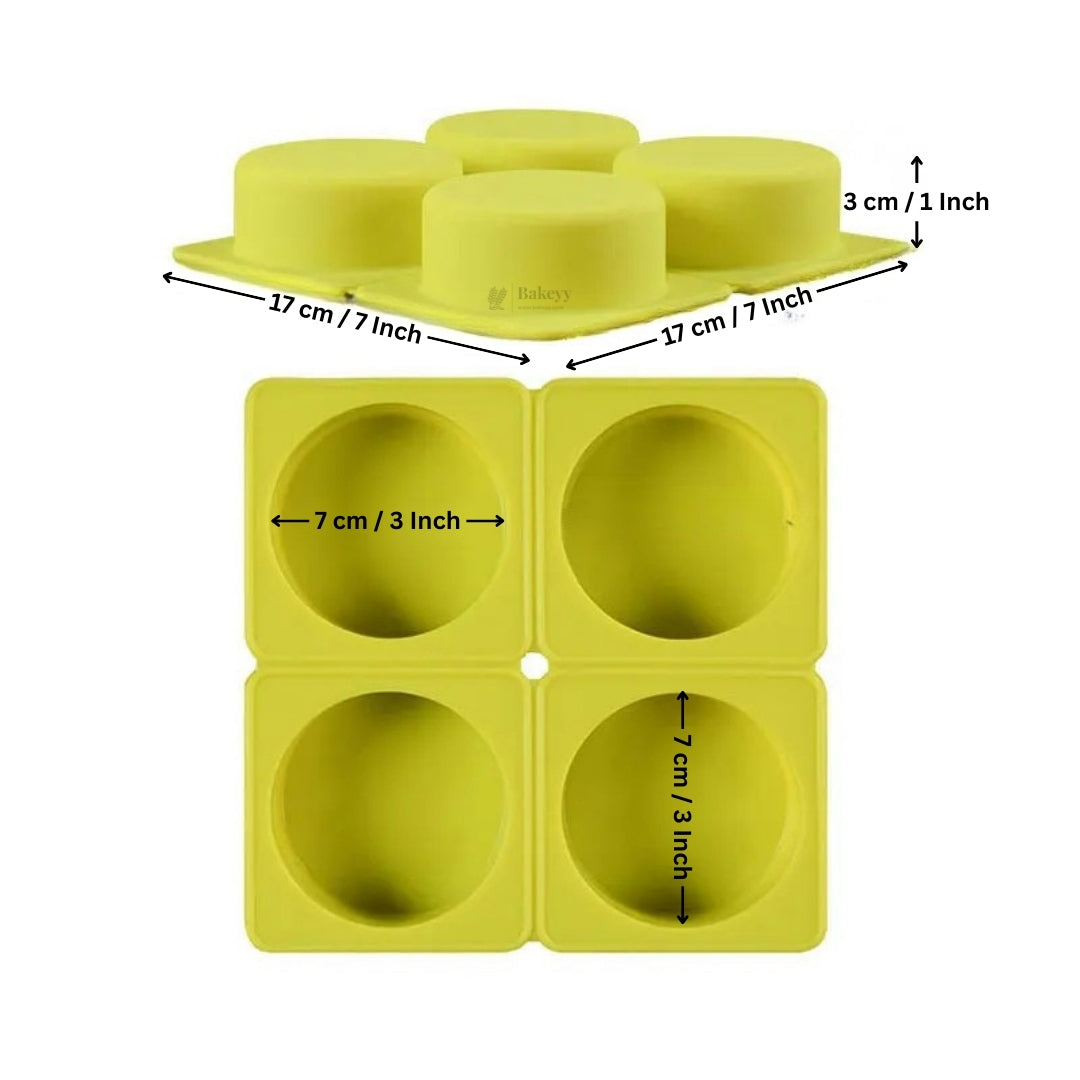 4 Cavity Mini Cake Silicone Mould | 3 Shapes Available | Heat Resistant | Non-Stick | Pack of 1