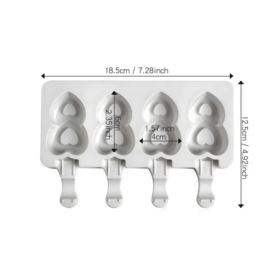 Heart Shape Popsicle Silicone Mould | Ice Cream & Kulfi Mould | Food-Grade Silicone | Pack of 1